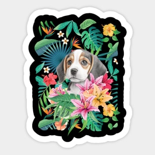 Tropical Beagle Puppy 1 Sticker